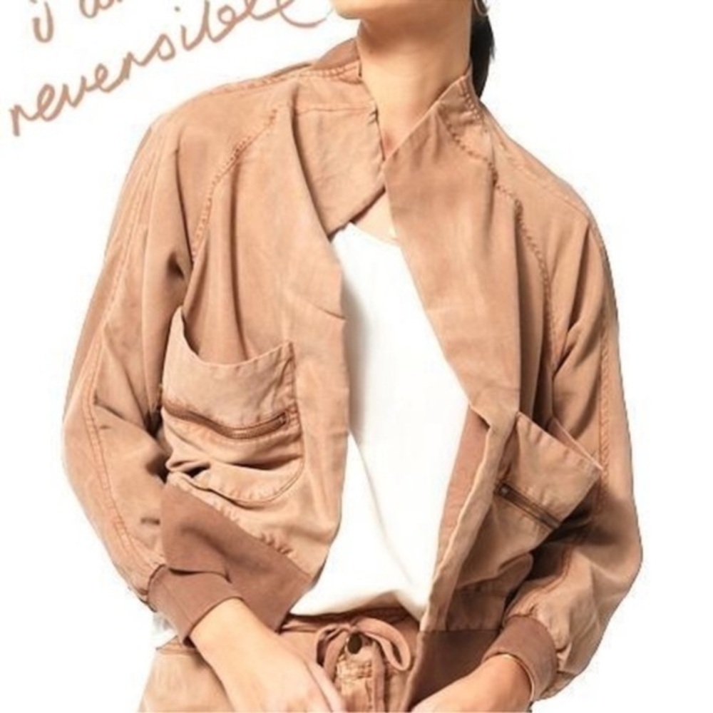 NWT Young Fabulous & Broke Fara Reversible Bomber Open Front Cropped Jacket XS